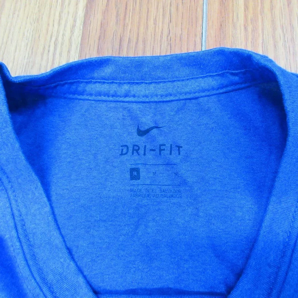 NIKE DRI-FIT POLYESTER T-SHIRT BLUE& BLACK Sz MEDIUM, M